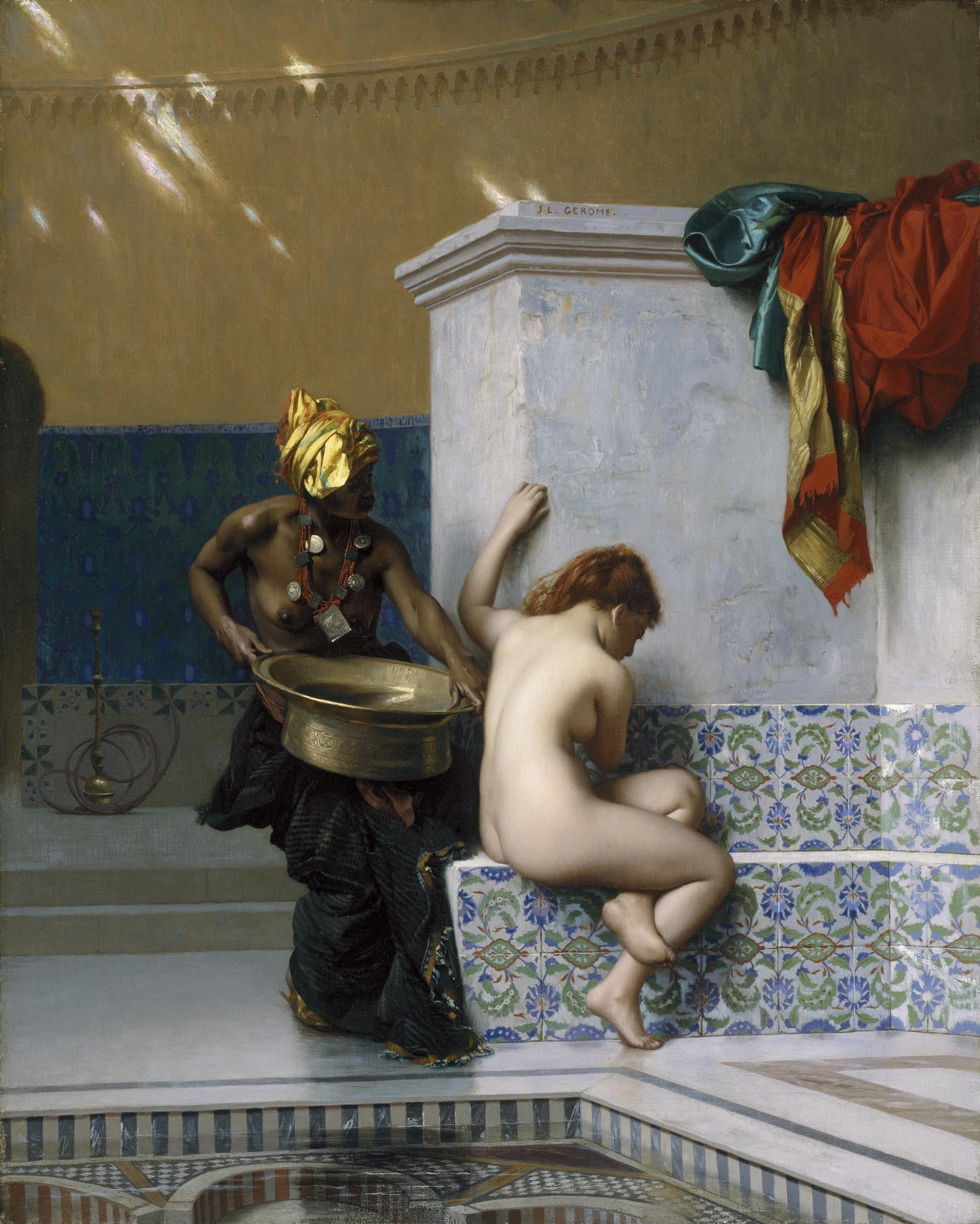 Jean Leon Gerome - Moorish Bath Nude Women (1870) Signed - 17" x 22" Fine Art Print