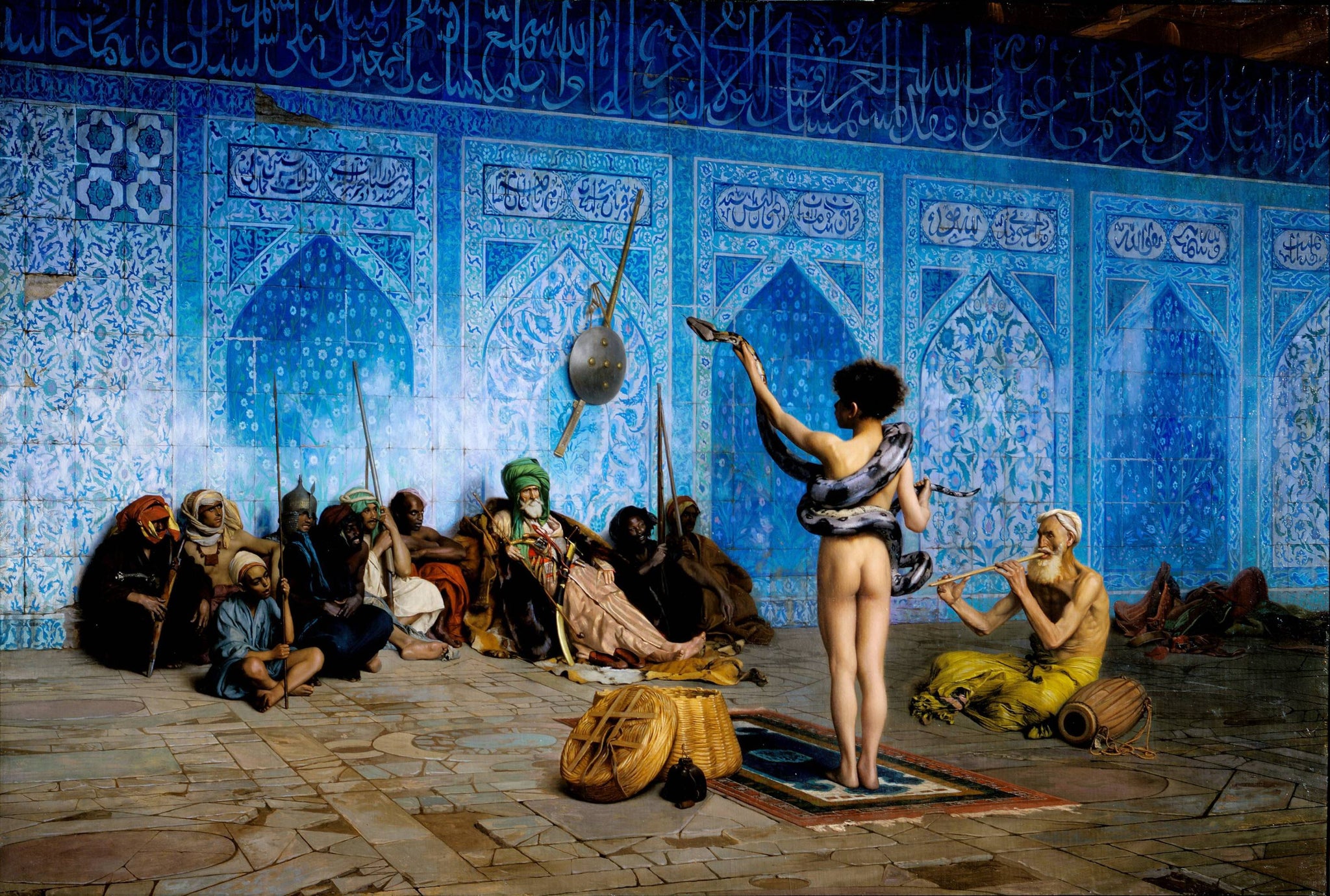 Jean Leon Gerome - The Snake Charmer Nude (1870) Signed - 17" x 22" Fine Art Print