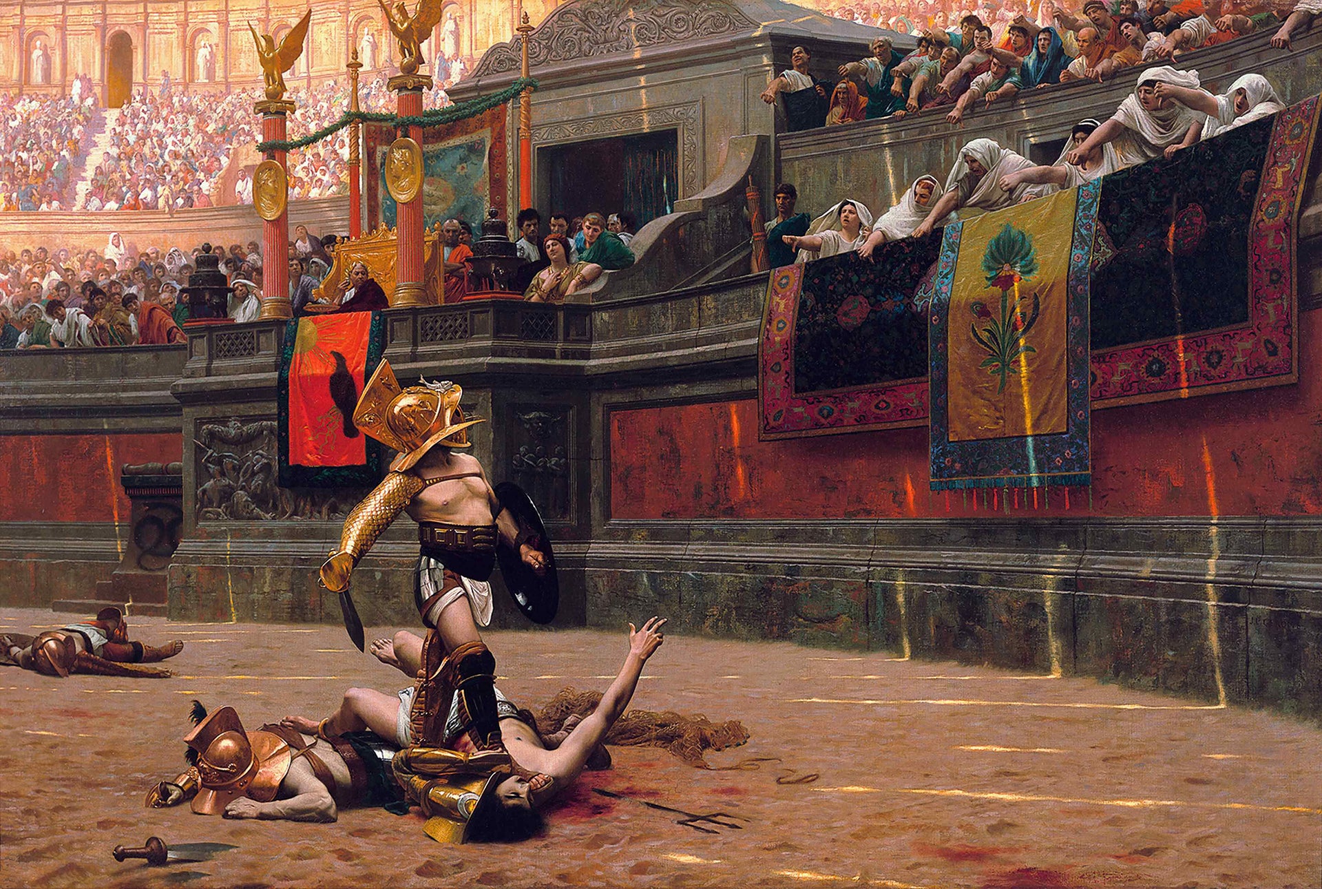 Jean Leon Gerome - Pollice Verso Gladiator Colliseum (1872) Signed - 17"x22" Print