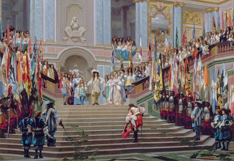 Jean Leon Gerome - Reception of La Grand Conde at Versailles (1878) Signed - 17"x22" Fine Art Print