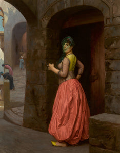 Jean Leon Gerome - Woman from Cairo Smoking a Cigarette (1882) Signed - 17" x 22" Fine Are Print