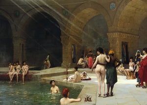 Jean Leon Gerome - Large Pool of Bursa (1885) Nude Women Signed - 17" x 22" Print