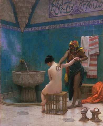 Jean Leon Gerome - Moorish Bath (1885) Nude Women Signed - 17" x 22" Fine Art Print