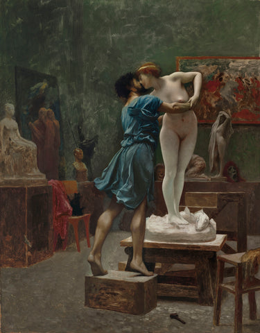 Jean Leon Gerome - Pygmalion and Galatea Kiss (1890) Signed - 17" x 22" Art Print