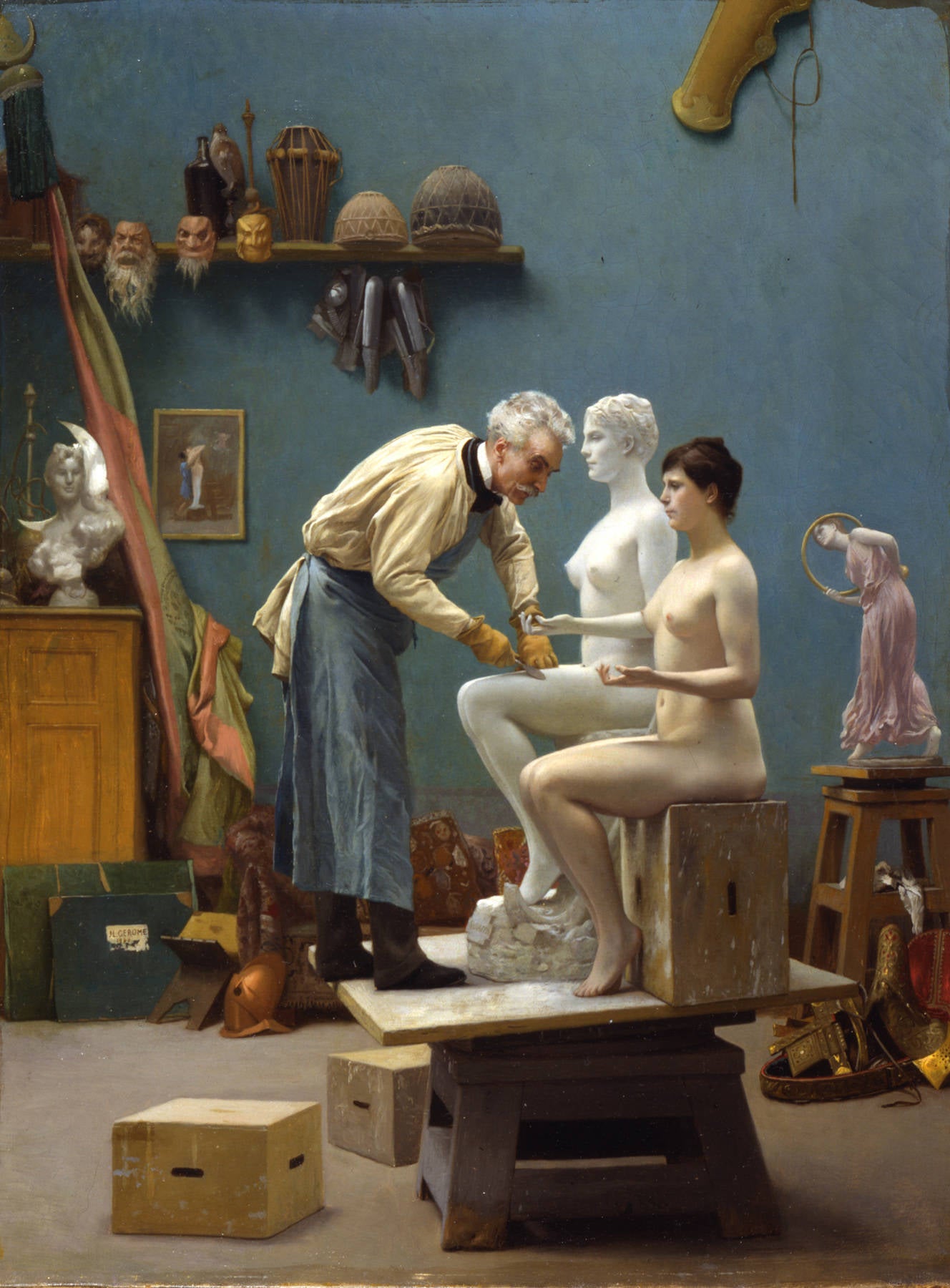 Jean Leon Gerome - The Artist Sculpting Tanagra (1890) Signed - 17"x22" Art Print