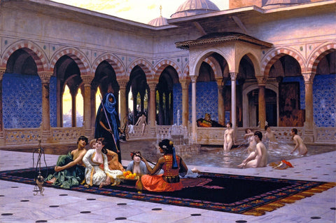 Jean Leon Gerome - Terrace of the Seraglio (1898) Nudes - 17"x22" Fine Art Print