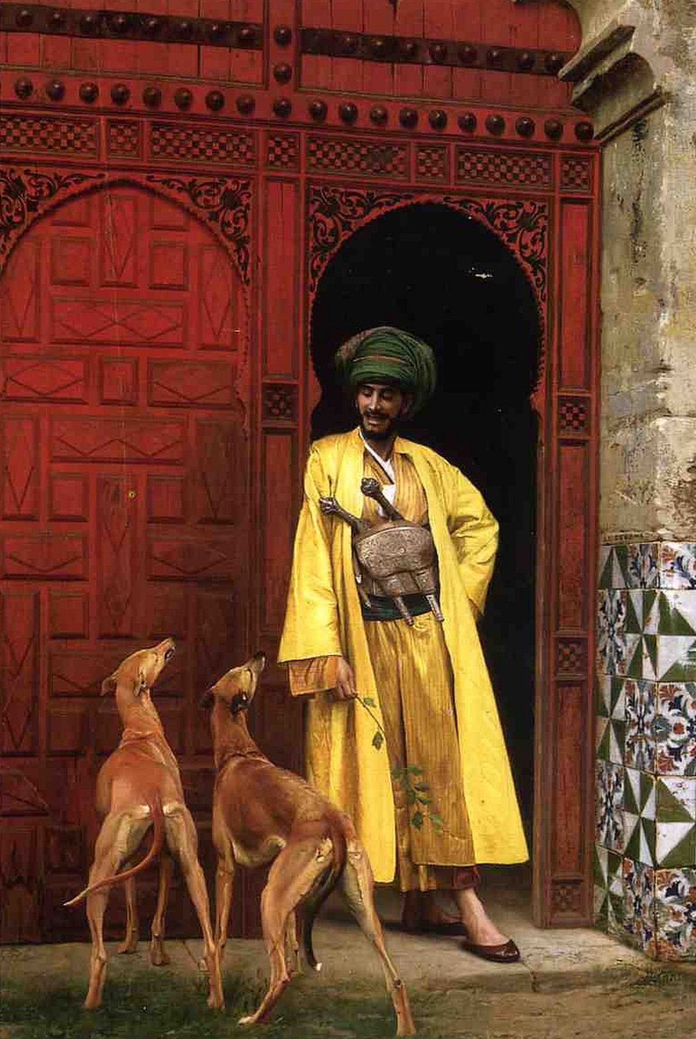 Jean Leon Gerome - An Arab & His Dogs (1875) - 17" x 22" Fine Art Print