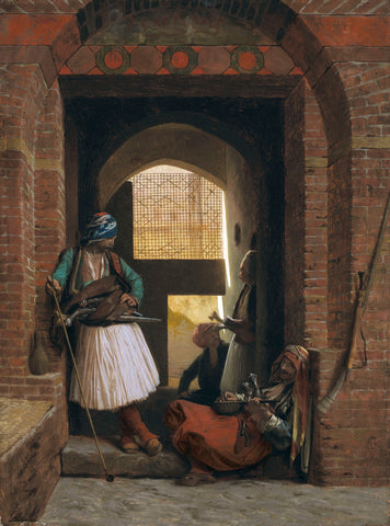 Jean Leon Gerome - Arnauts of Cairo at Gate of Bab-el-Nasr (1861) Signed - 17"x22" Fine Art Print