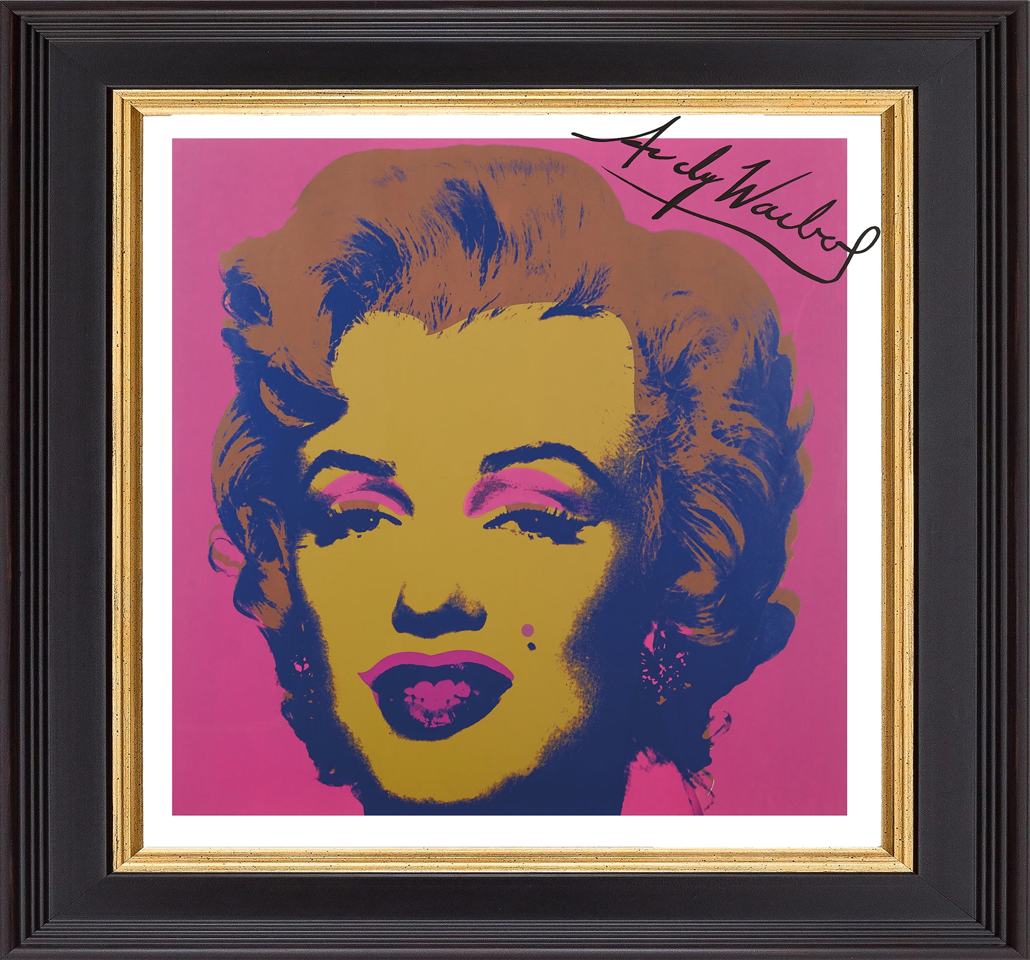 Andy Warhol Original (1967) Signed Marilyn Monroe Deep Pink - 14"x14" Art Print