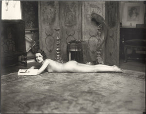 Alfred Cheney Johnston - Nude Female Laying on Rug (1920s) - 17" x 22" Art Print