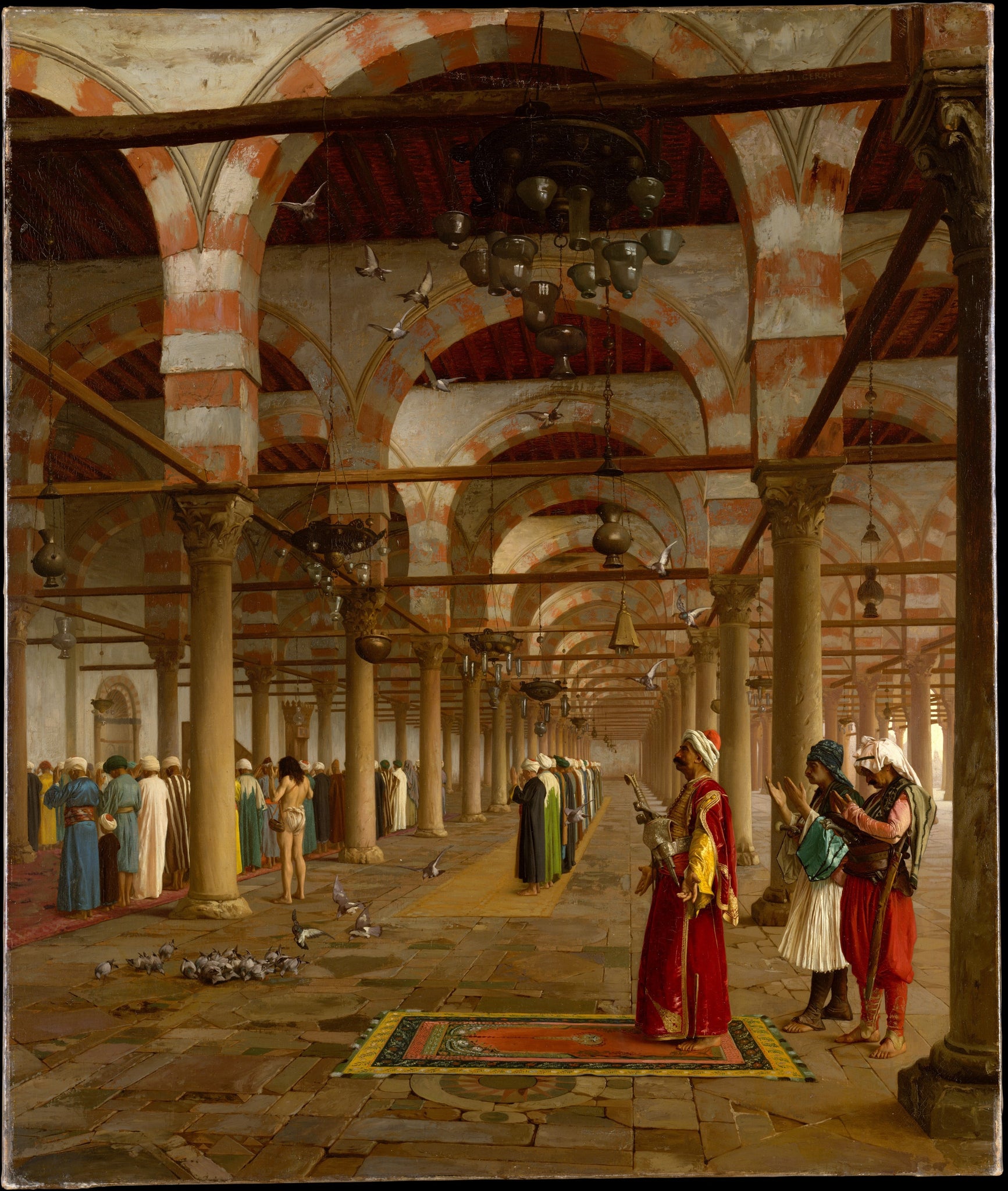 Jean Leon Gerome - Prayer in the Mosque of Borurssa Signed - 17" x 22" Art Print