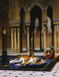 Jean Leon Gerome - The Grief of the Pasha, Dead Tiger - 17" x 22" Fine Art Print