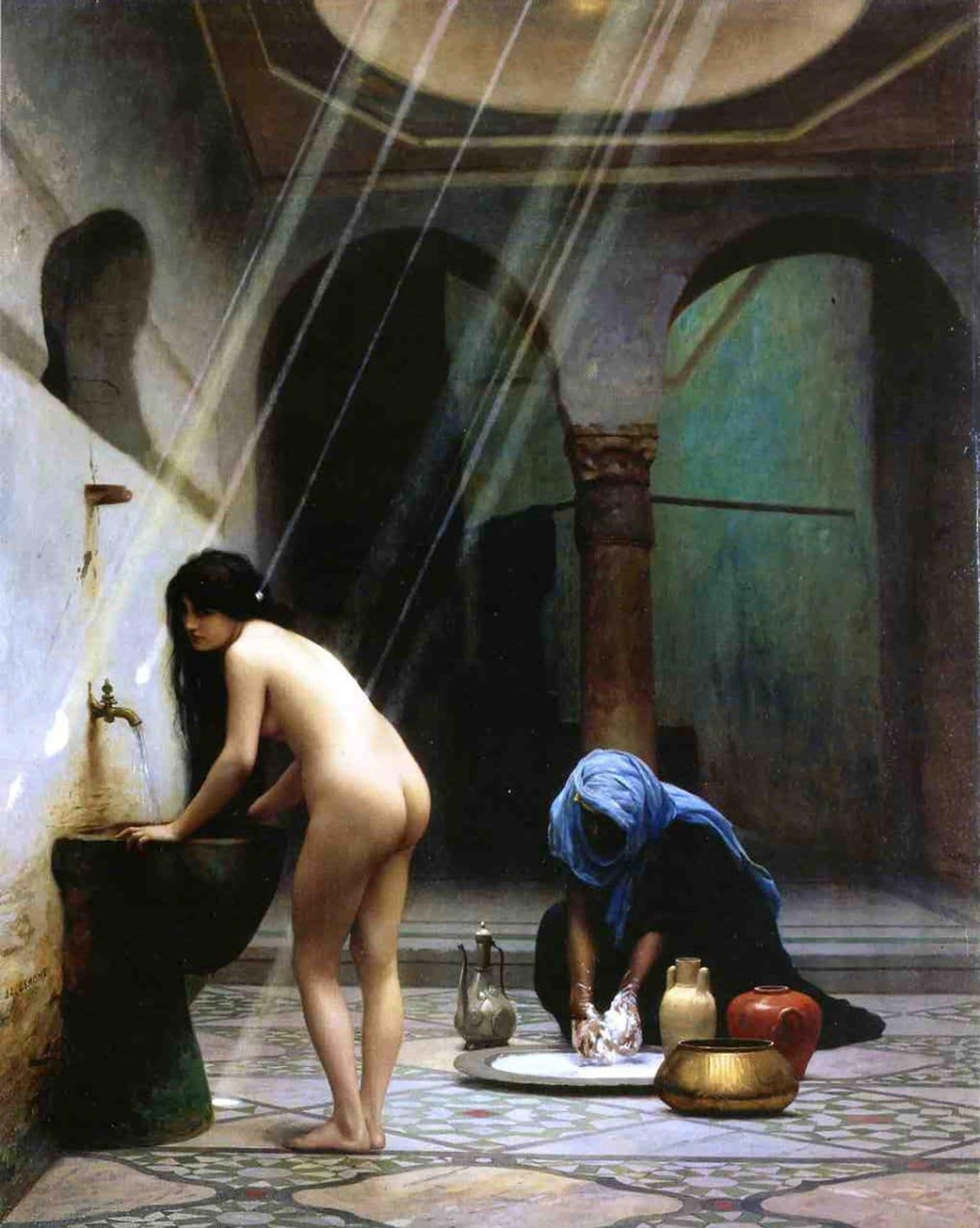 Jean Leon Gerome - Moorish Bath, Turkish Woman Bathing Nude (Signed) - –  Jakero77