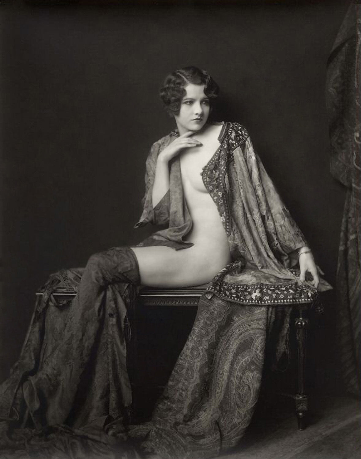 Alfred Cheney Johnston - Jean Ackerman Seated Semi Nude (1920s) - 17"x22" Art Print