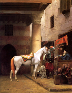 Jean Leon Gerome - The Saddle Bazaar, Cairo (1883) Signed - 17"x22" Fine Art Print