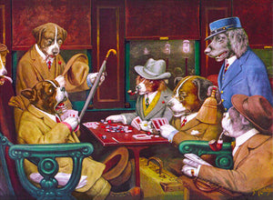 Cassius M. Coolidge - His Station & Four Aces, Dogs Playing Poker (1903) - 17"x22" Fine Art Print