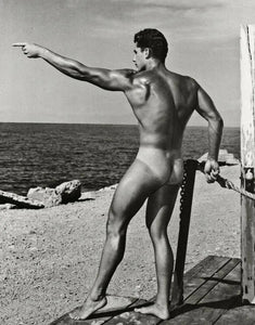 Bruce of LA - Nude Male Lifeguard Butt Ocean Sand Gay 1960s - 17" x 22" Art Print