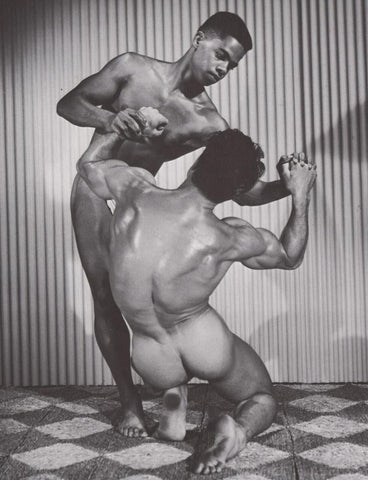 Bruce of LA - Ed Fury & Bill Broomes Wrestling Nude 1950s Gay - 17" x 22" Print