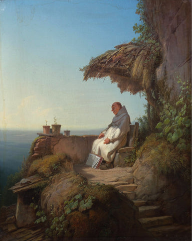 Carl Spitzweg - The Sleeping Hermit (Monogram Signed) - 17" x 22" Fine Art Print