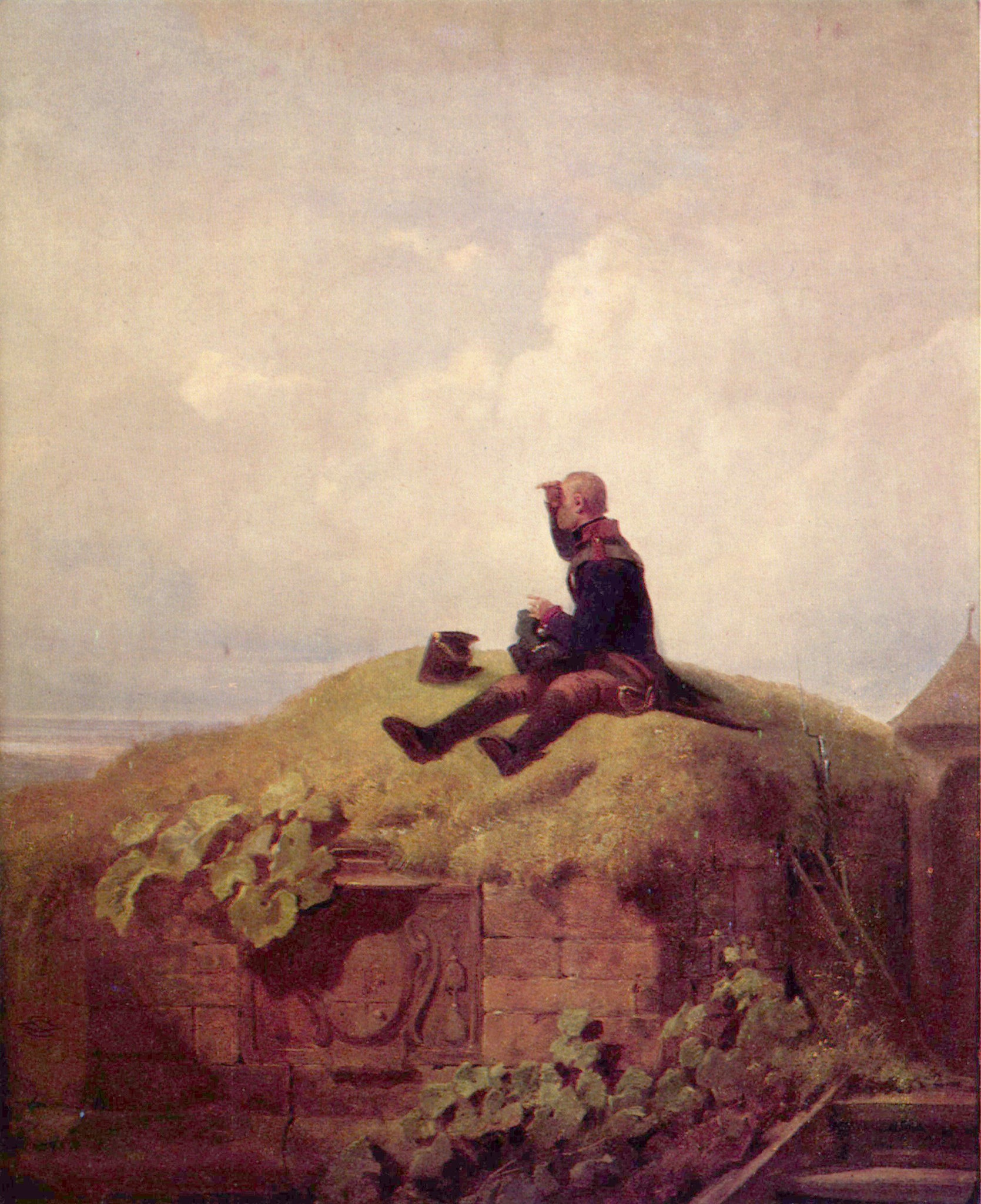 Carl Spitzweg - Once Upon a Time, The Knitting Outpost (1850) - 17" x 22" Print