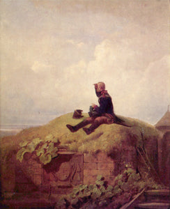 Carl Spitzweg - Once Upon a Time, The Knitting Outpost (1850) - 17" x 22" Print