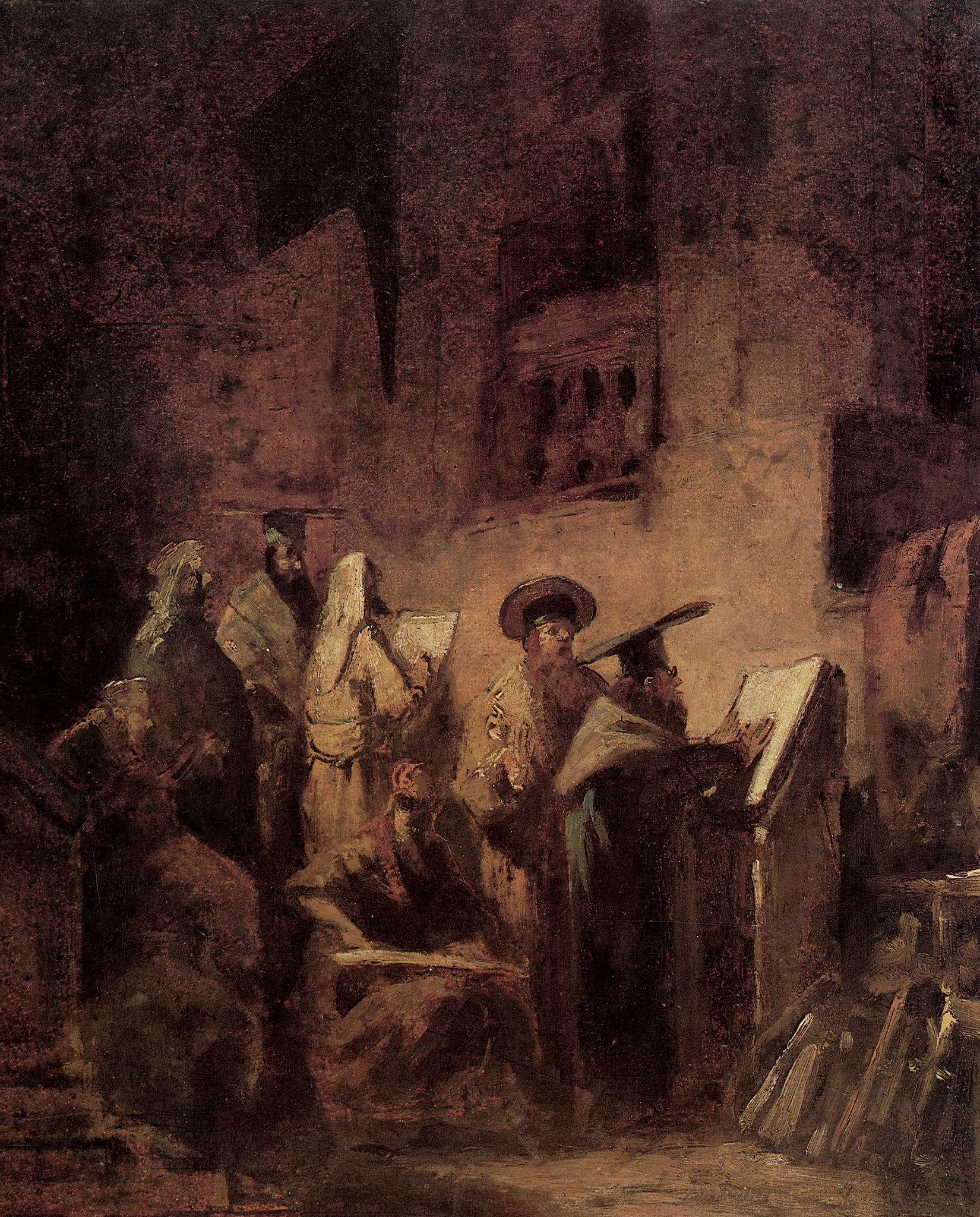 Carl Spitzweg - In The Synagogue (circa 1860) Germany - 17" x 22" Fine Art Print