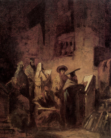 Carl Spitzweg - In The Synagogue (circa 1860) Germany - 17" x 22" Fine Art Print