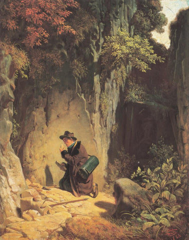 Carl Spitzweg - The Geologist (1854) Monogrammed - 17" x 22" Fine Art Print