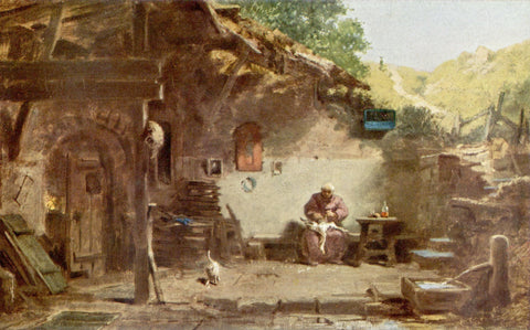 Carl Spitzweg - Old Monk Plucking Goose at Hermitage 1870s - 17" x 22" Art Print