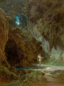 Carl Spitzweg - Bathing Nymphe Nude in Forest (1855) - 17" x 22" Fine Art Print