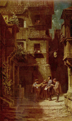 Carl Spitzweg - The Serenade (1860) Monogrammed - 17" x 22" Fine Art Print