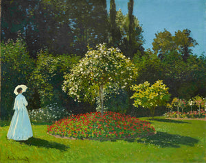 Claude Monet - Jeanne Marguerite Lacadre in the Garden (1866) Signed - 17" x 22" Fine Art Print