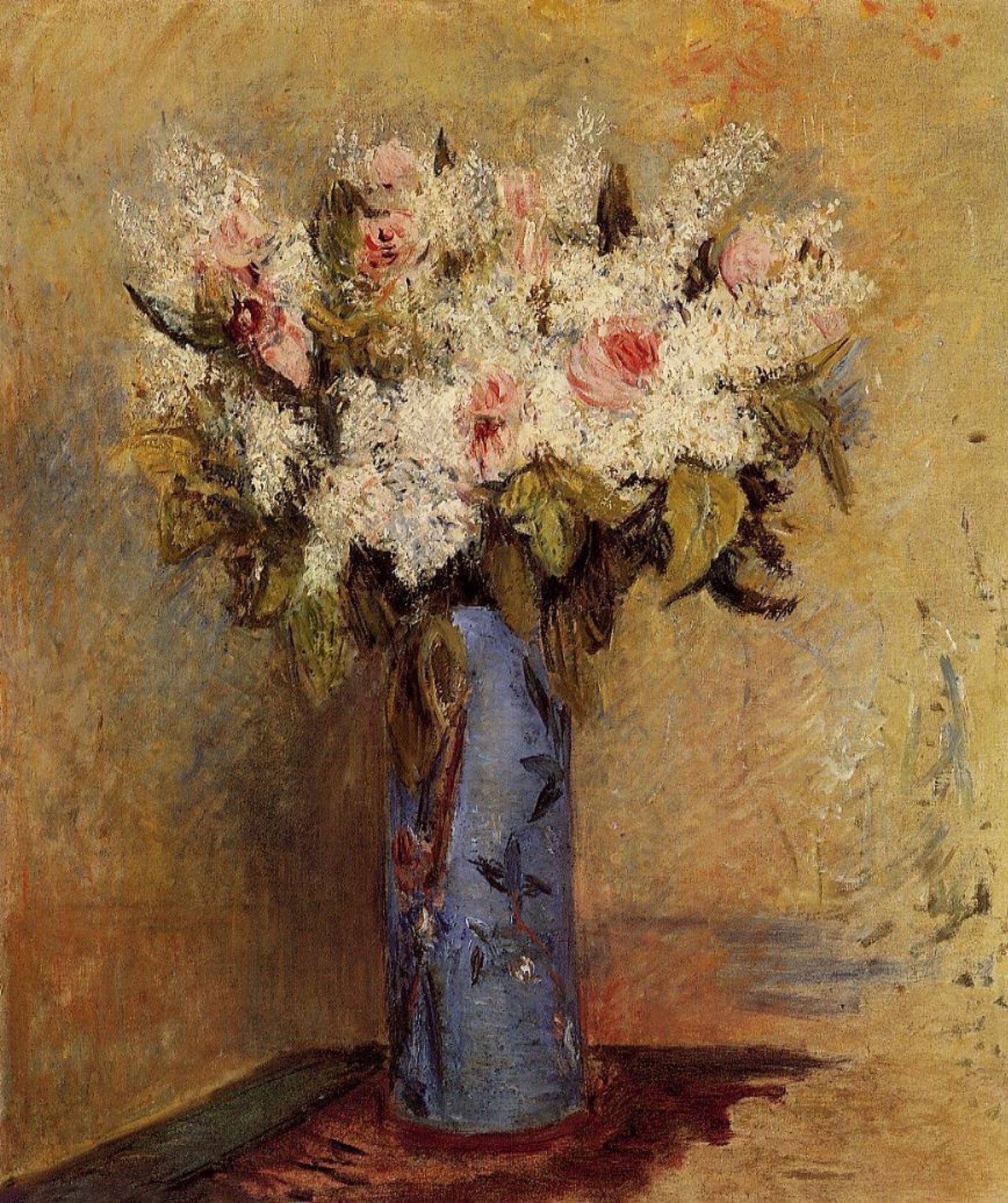 Pierre Auguste Renoir - Vase of Lilacs and Roses (1870) - 17" x 22" Fine Art Print