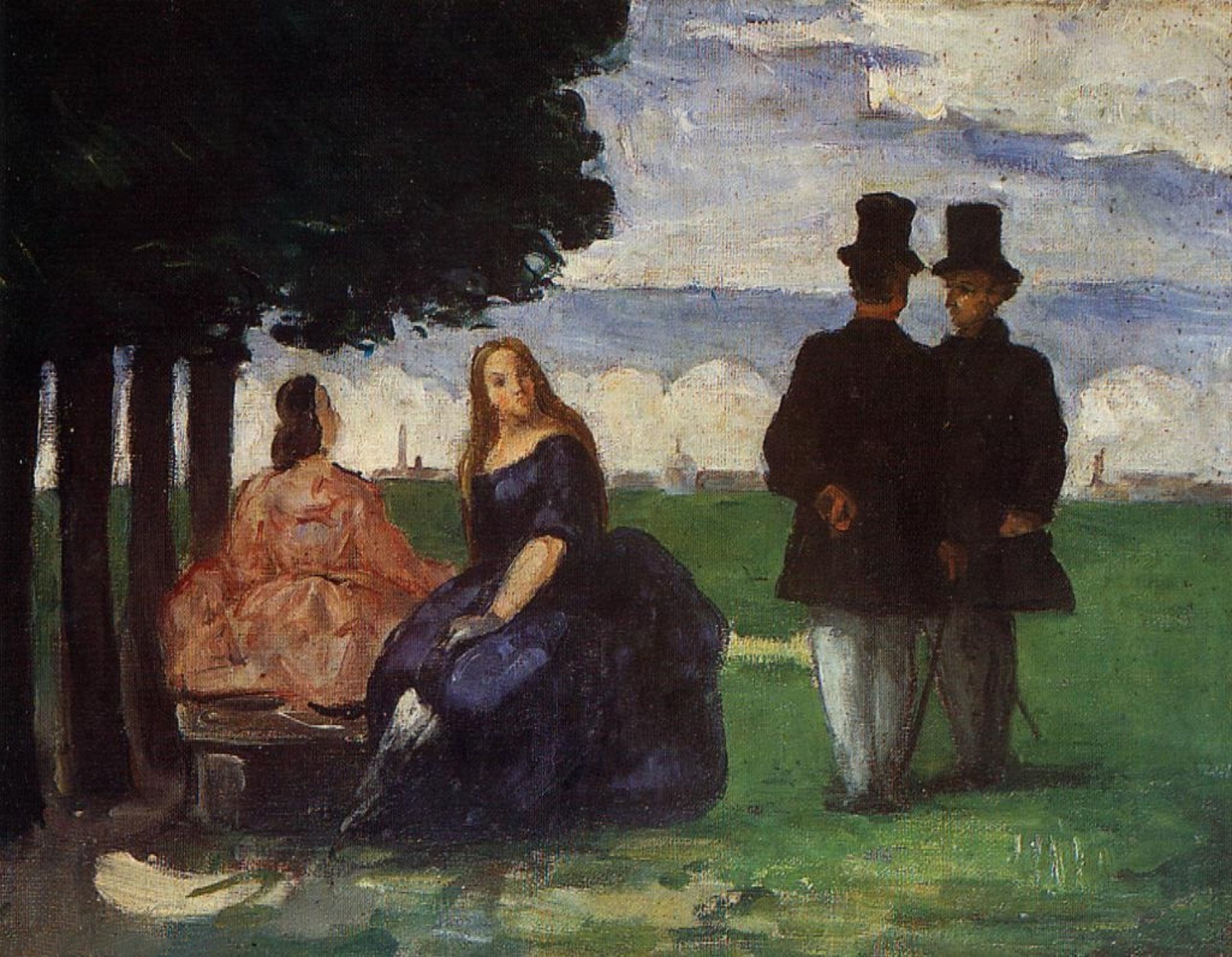 Paul Cezanne - Promenade (1866) Romanticism Style - 17" x 22" Fine Art Print