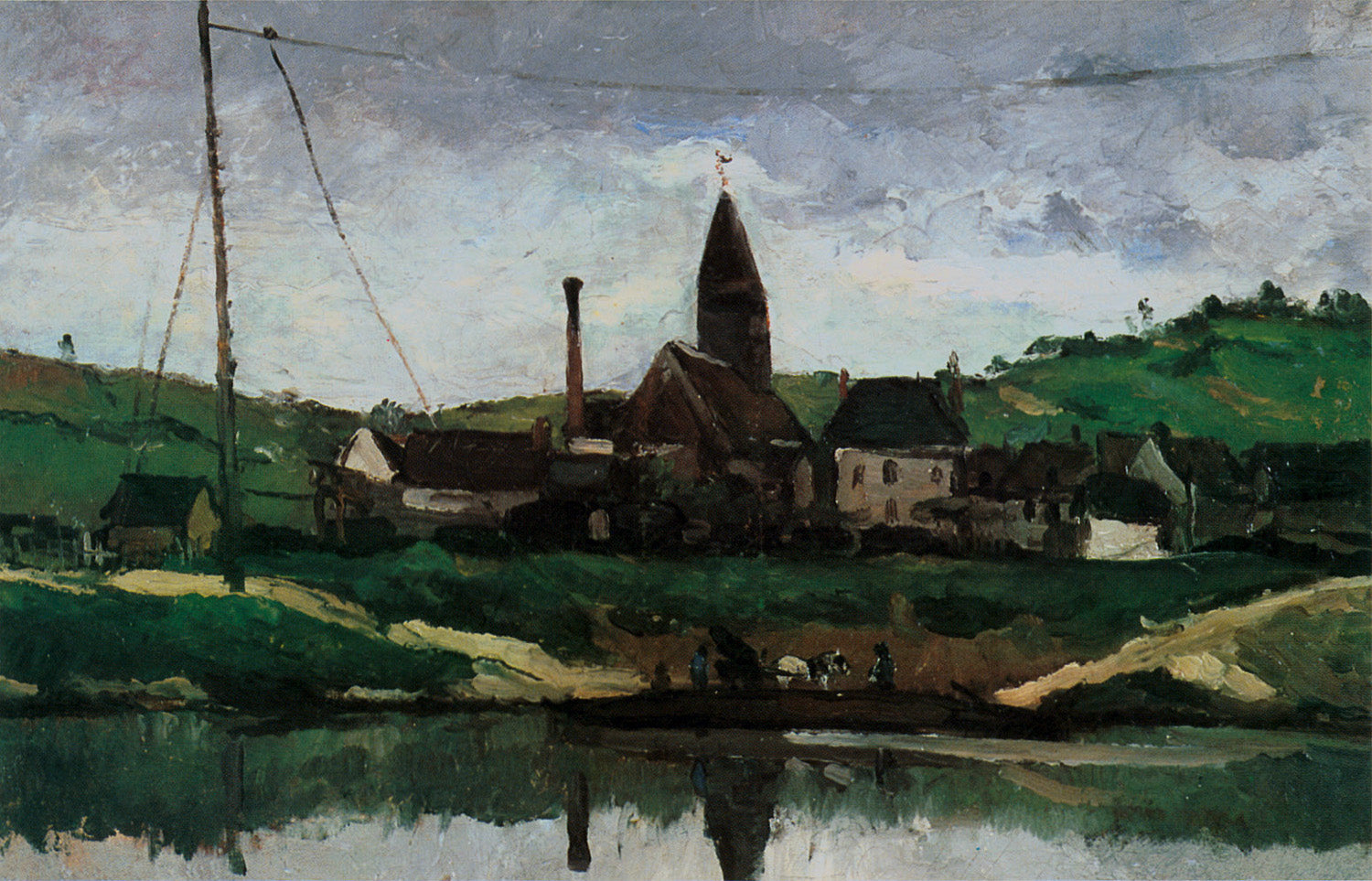 Paul Cezanne - View of Bonnieres (1866) Dark Period - 17" x 22" Fine Art Print