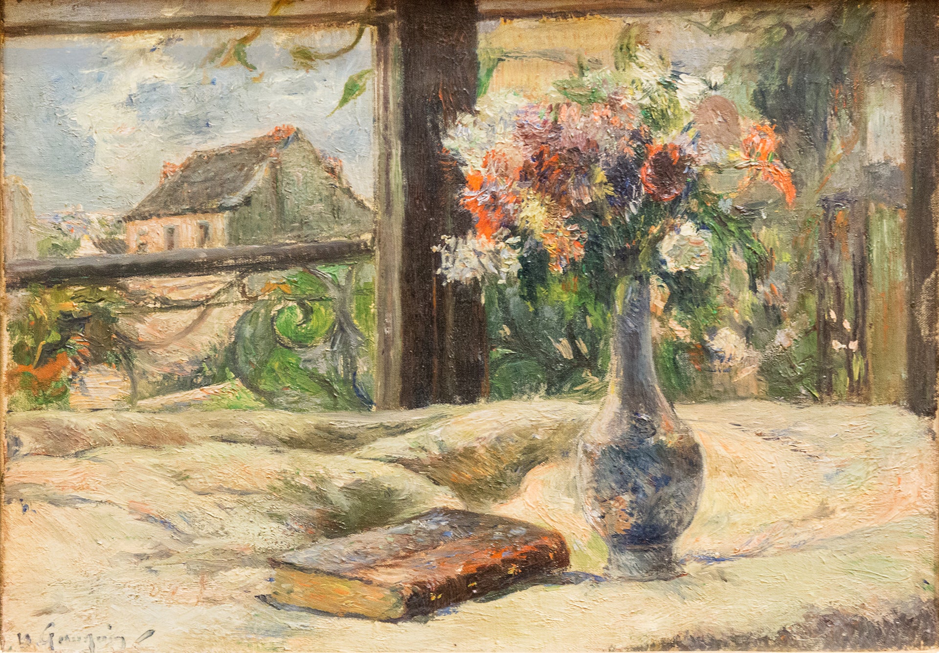 Paul Gauguin - Still Life Vase with Flowers on Window (1881) Signed - 17"x22" Print