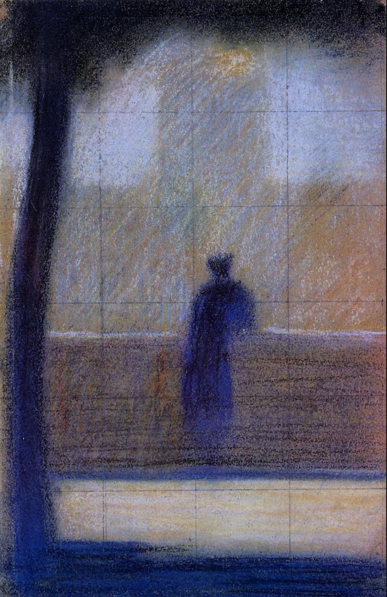 Georges Seurat - Man Leaning on a Parapet (1879-81) - 17" x 22" Fine Art Print