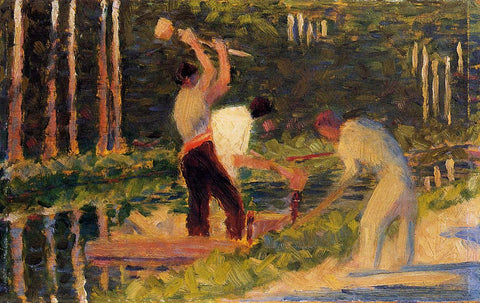 Georges Seurat - Men Laying Stakes (1882-83) France - 17" x 22" Fine Art Print