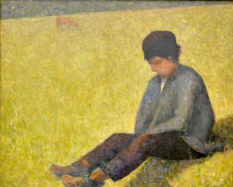 Georges Seurat - Peasant Boy Sitting in a Meadow (1882-83) - 17" x 22" Fine Art Print