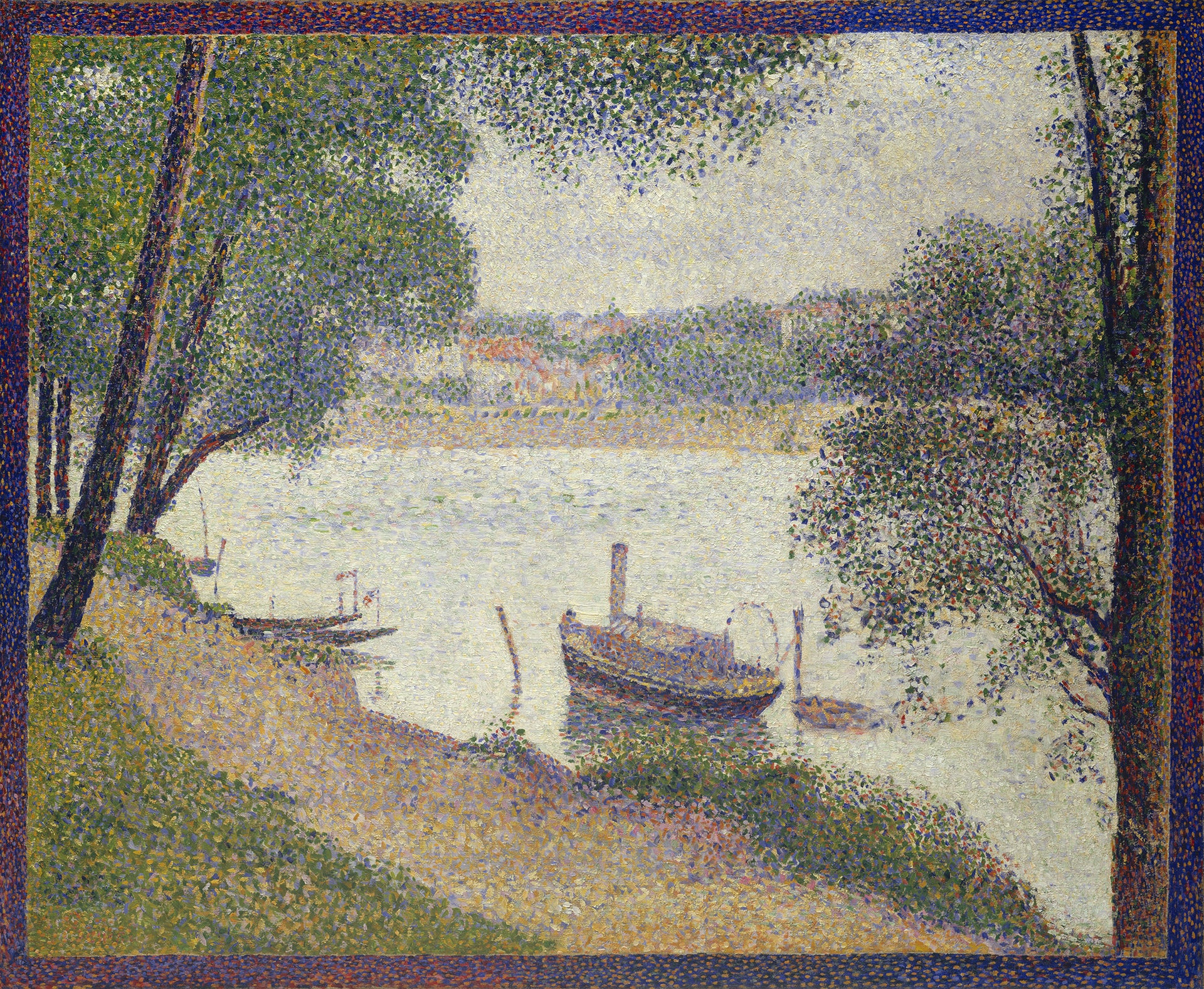 Georges Seurat - River Landscape with a Boat (1884) - 17" x 22" Fine Art Print