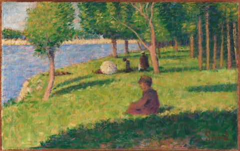 Georges Seurat - Seated Figures (1884) Pointillism - 17" x 22" Fine Art Print