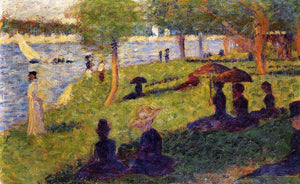 Georges Seurat - Woman Fishing & Seated Figures (1884) - 17" x 22" Fine Art Print