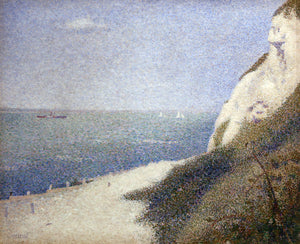 Georges Seurat - Beach at Bas Butin, Honfleur (1886) Signed  - 17" x 22" Art Print