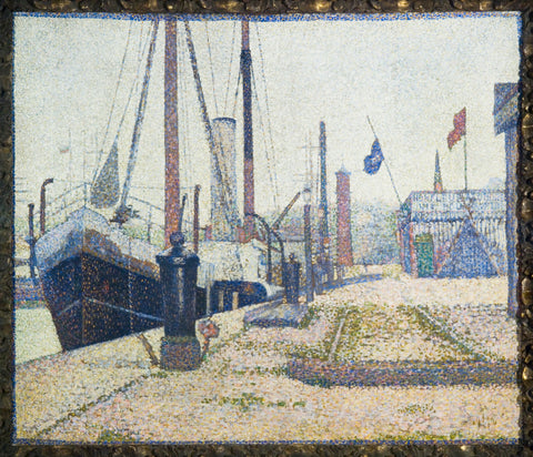 Georges Seurat - The Maria, Honfleur (1886) Merchant Ship Signed - 17"x22" Print