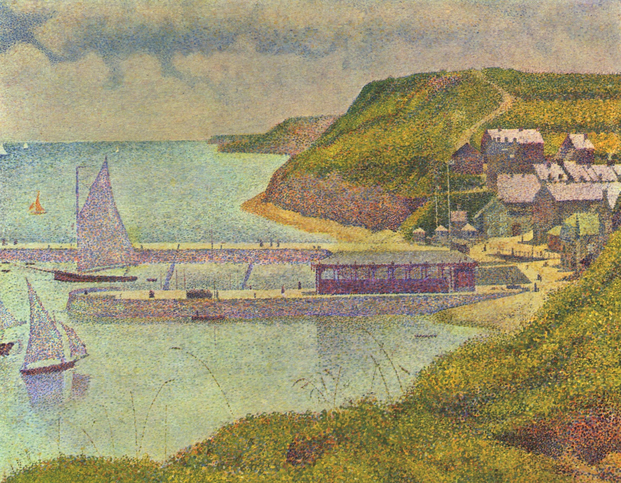 Georges Seurat - Harbour at Port-en-Bessin at High Tide (1888) - 17" x 22" Print