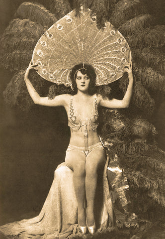 Alfred Cheney Johnston - Burlesque Dancer Feathers & Fan 1920s - 17" x 22" Print