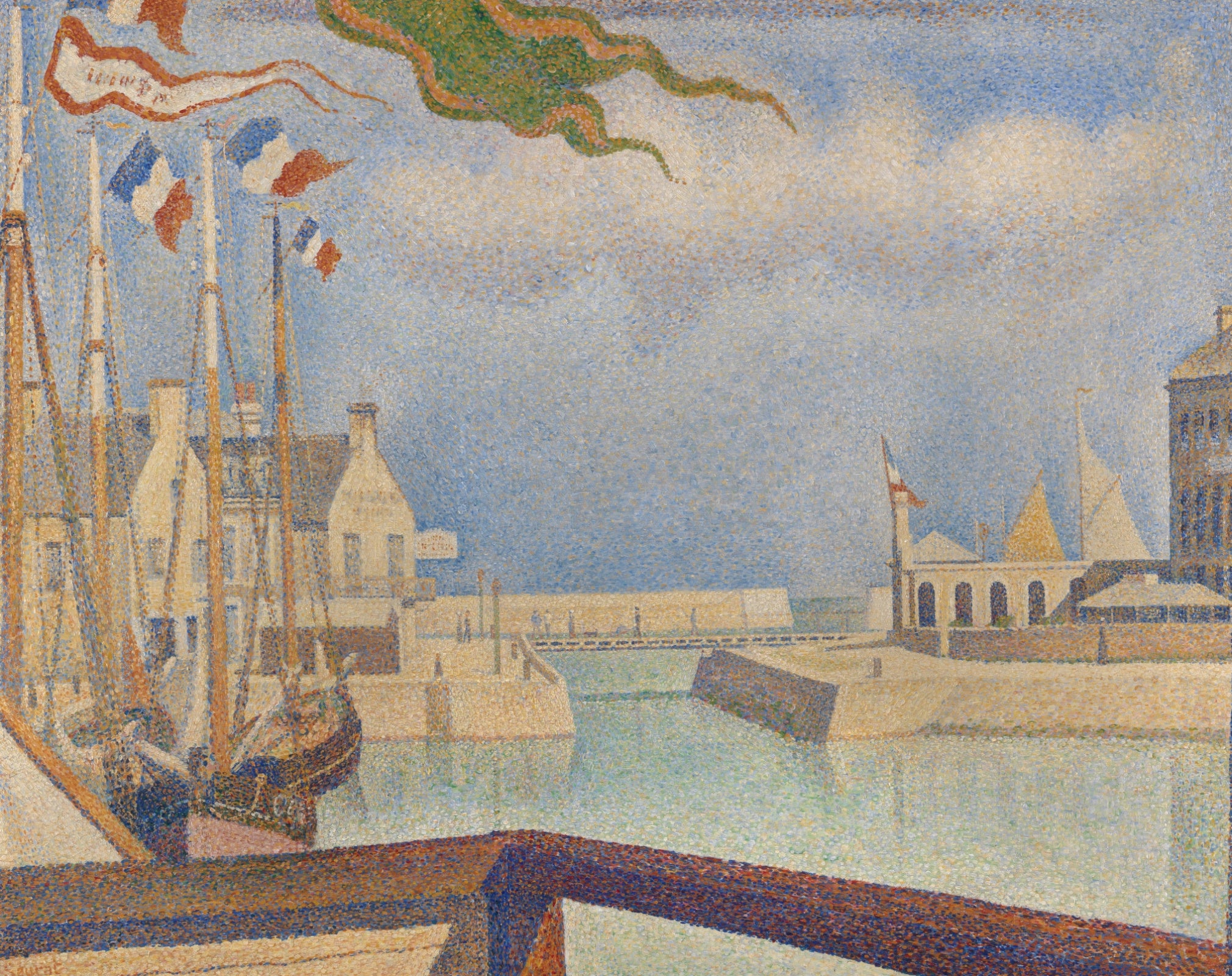 Georges Seurat - Sunday at Port-en-Bessin (1888) Signed - 17" x 22" Fine Art Print