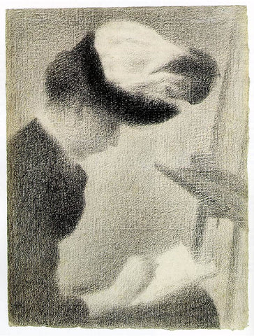 Georges Seurat - Woman Seated by an Easel (1884-88)   - 17" x 22" Fine Art Print