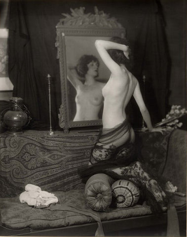 Alfred Cheney Johnston - Nude Woman Looking in Mirror (1925) - 17" x 22" Art Print