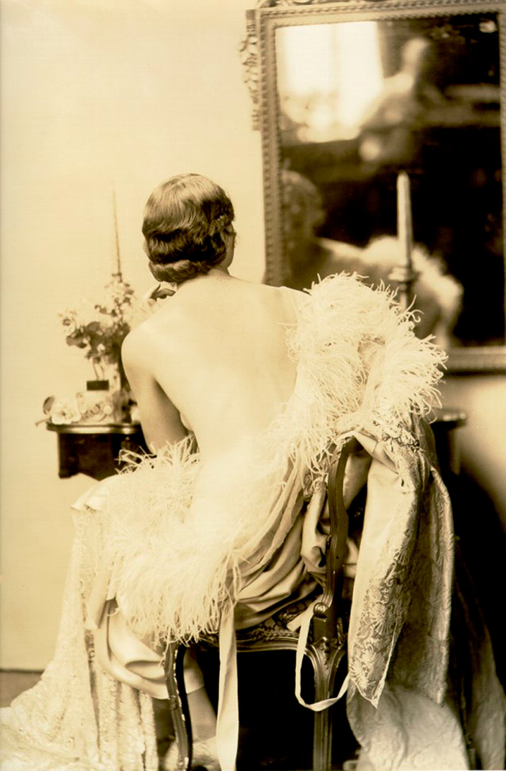 Alfred Cheney Johnston - Ziegfeld Follies Girl Semi Nude Mirror (1924) - 17" x 22" Fine Art Print